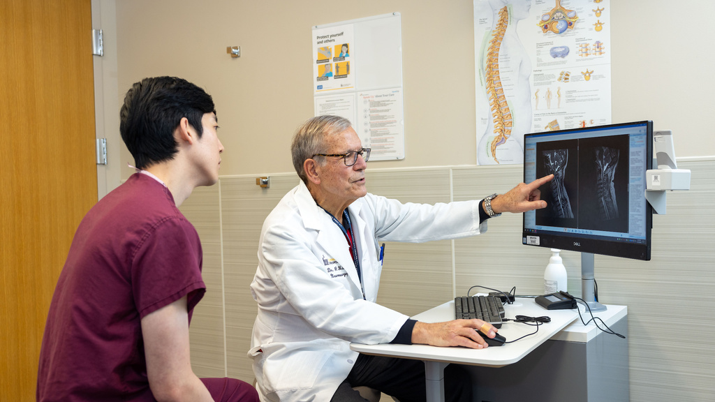 Neurosurgery patient and doctor